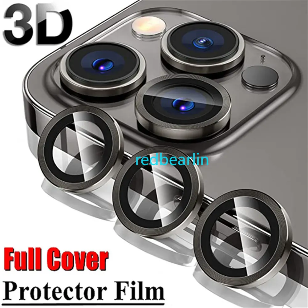 200pcs For iPhone 14 Pro Max Camera Lens Protector 9H Tempered Glass Aluminum Alloy Ring Cover 14 Plus iPhone 13 Pro Max 13