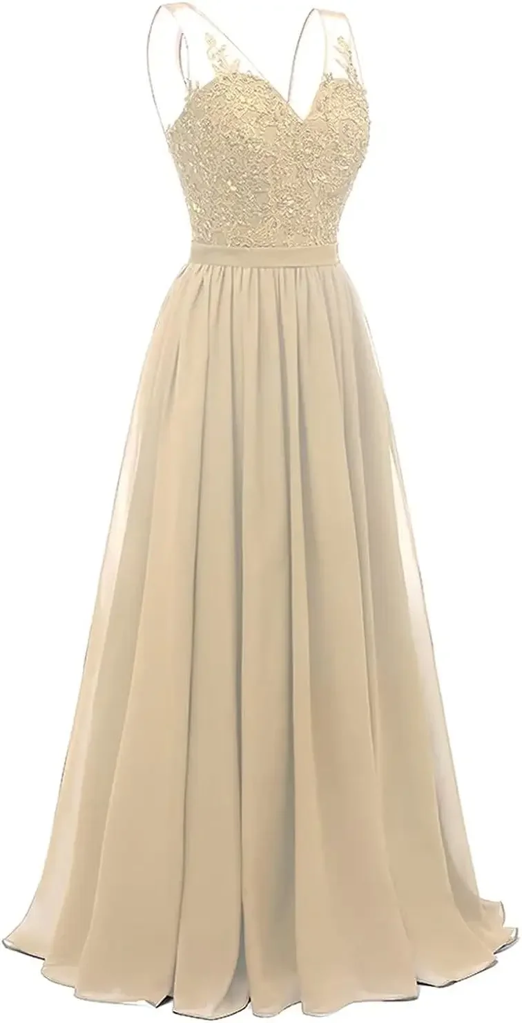 Бирюзовые шифоновые платья подружки невесты с v-образным вырезом длинные