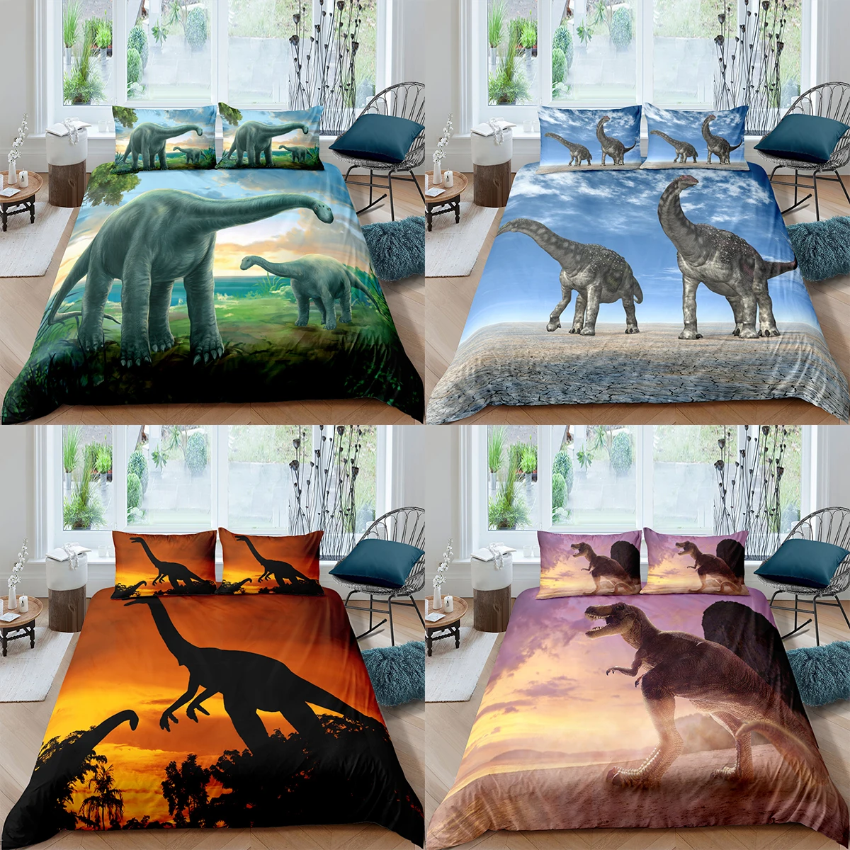 

Home Textiles Luxury 3D Ancient Dinosaurs Duvet Cover Set Pillowcase Dino Bedding Set Queen and King Size Comforter Bedding Set