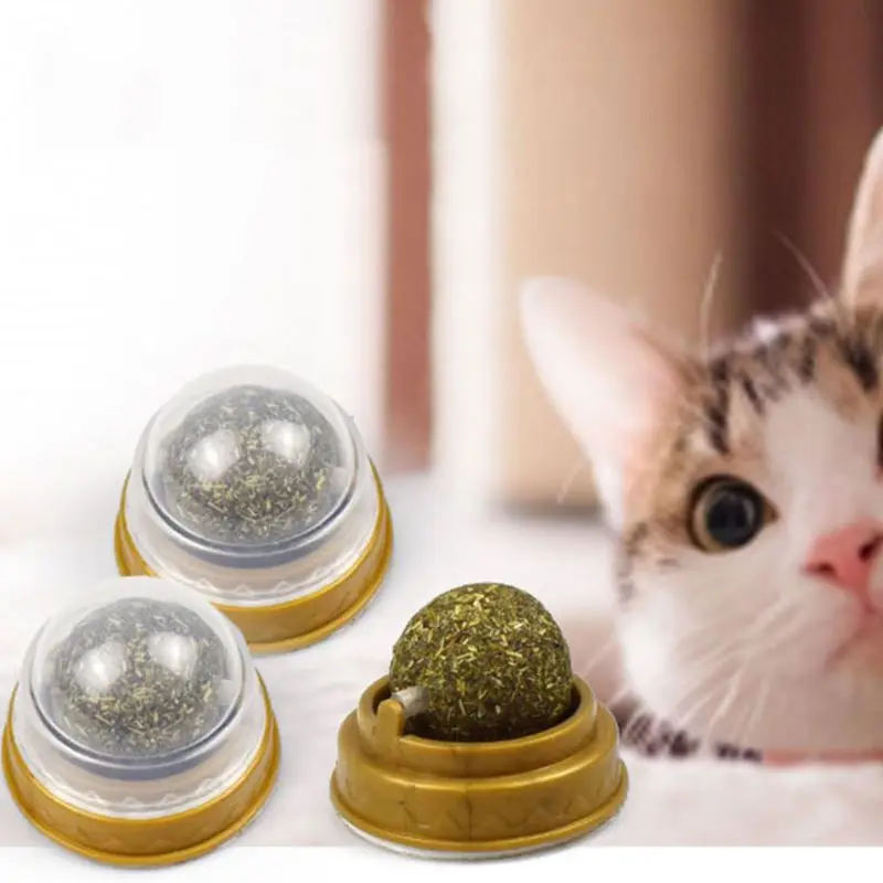 ​Natural Catnip Wall Stick-on Ball Toy Treats Healthy Natural Removes Hair Balls to Promote Digestion Grass Snack