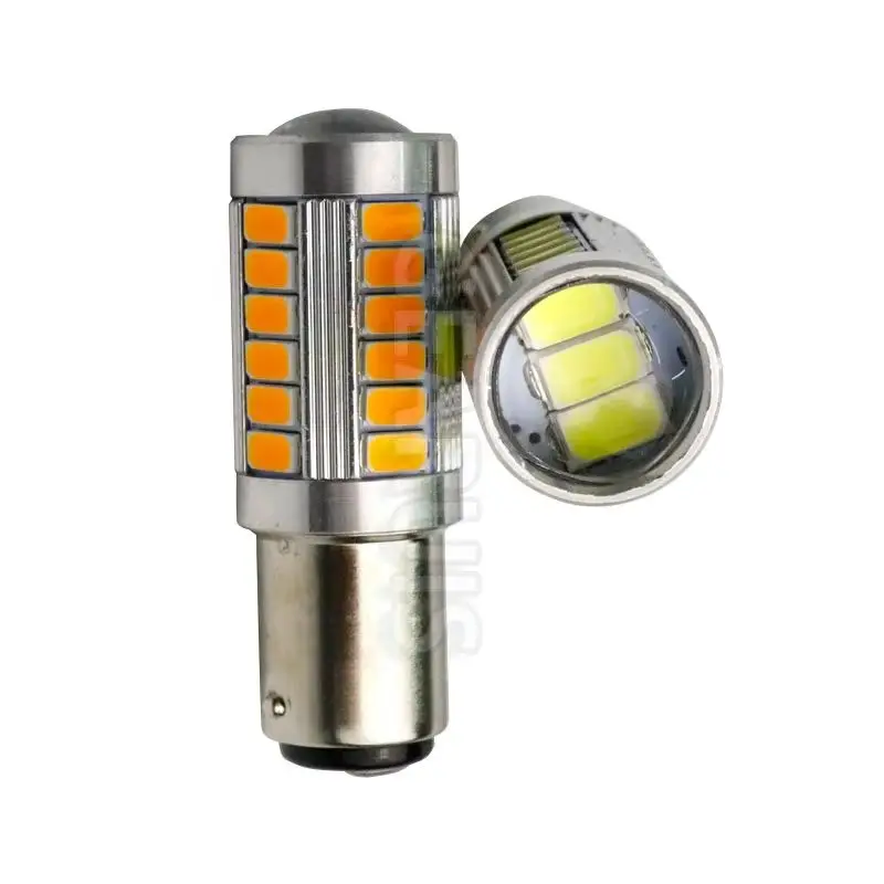 Фото 2 шт. мощных светодиодных ламп 1157 BAY15D P21/5W 33 SMD 5630 для заднего хода, стоп-сигналов и габаритных огней, супербелые, красные, янтарные №1