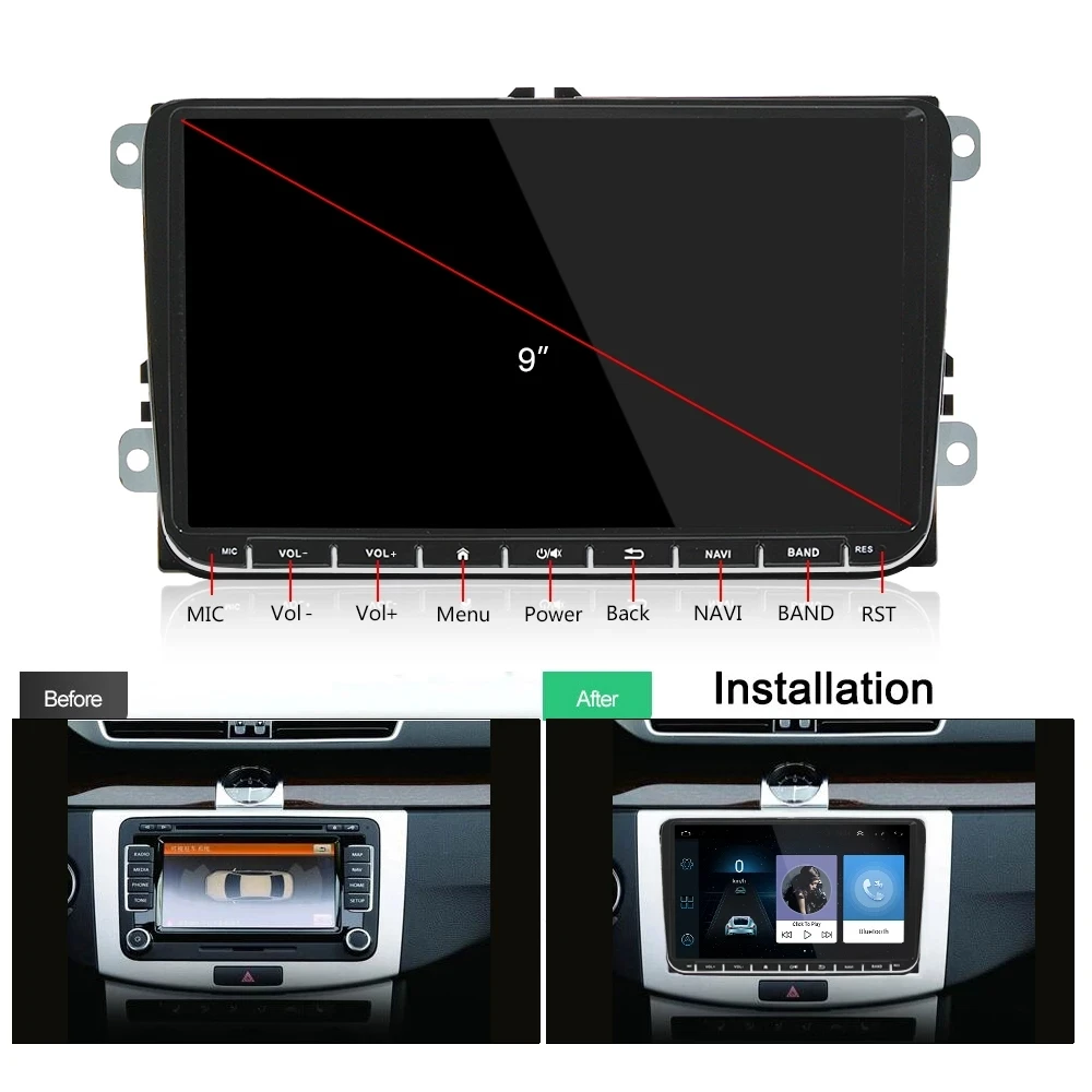 Автомобильный мультимедийный плеер Android10 стерео-система с Wi-Fi GPS Bluetooth MP5 для VW Passat