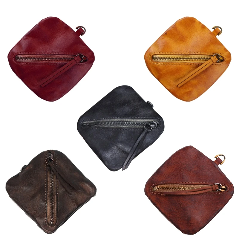 

2023 New Vintage Leather Men's Zipper Purses Coin Purse Cash Change Wallet for KEY Holder Money Gift for Women
