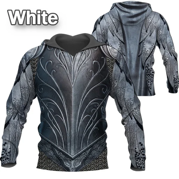 Fashion Medieval Knight 3D Armor Print Hoodie Men's Casual Funny Long Sleeve Harajuku Hoodies Sport Pullover