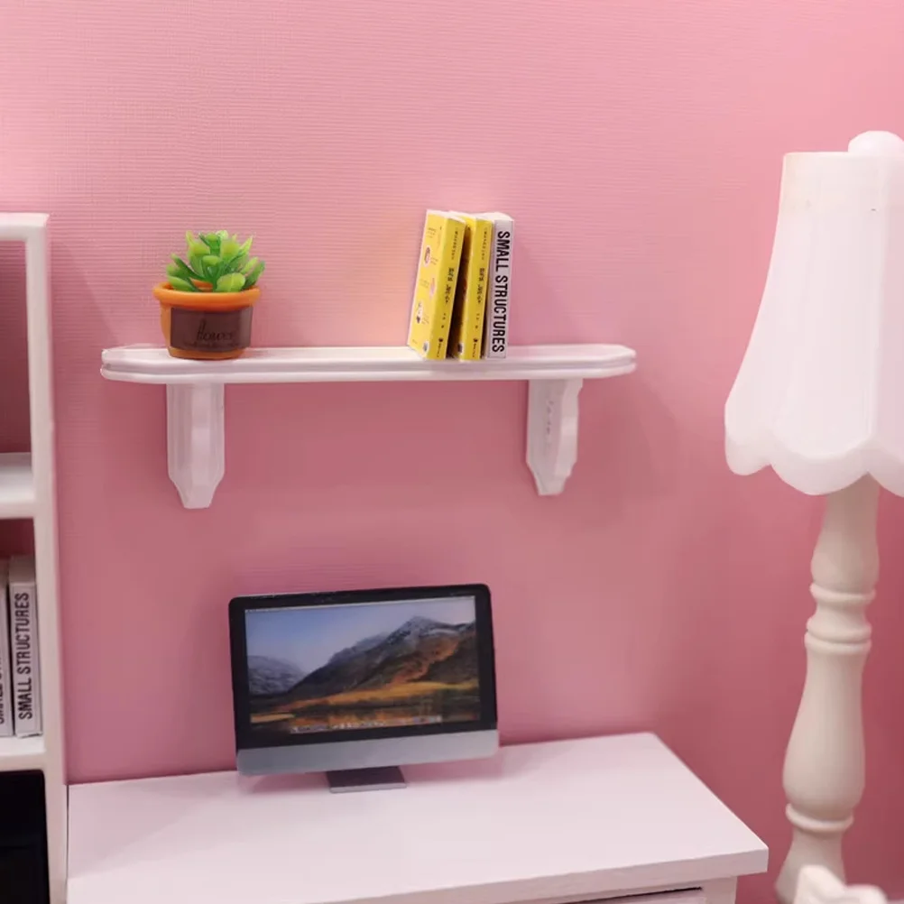 

2pcs House Storage Shelf Mini Furniture Miniature Wooden Wall Shelf House Adornment