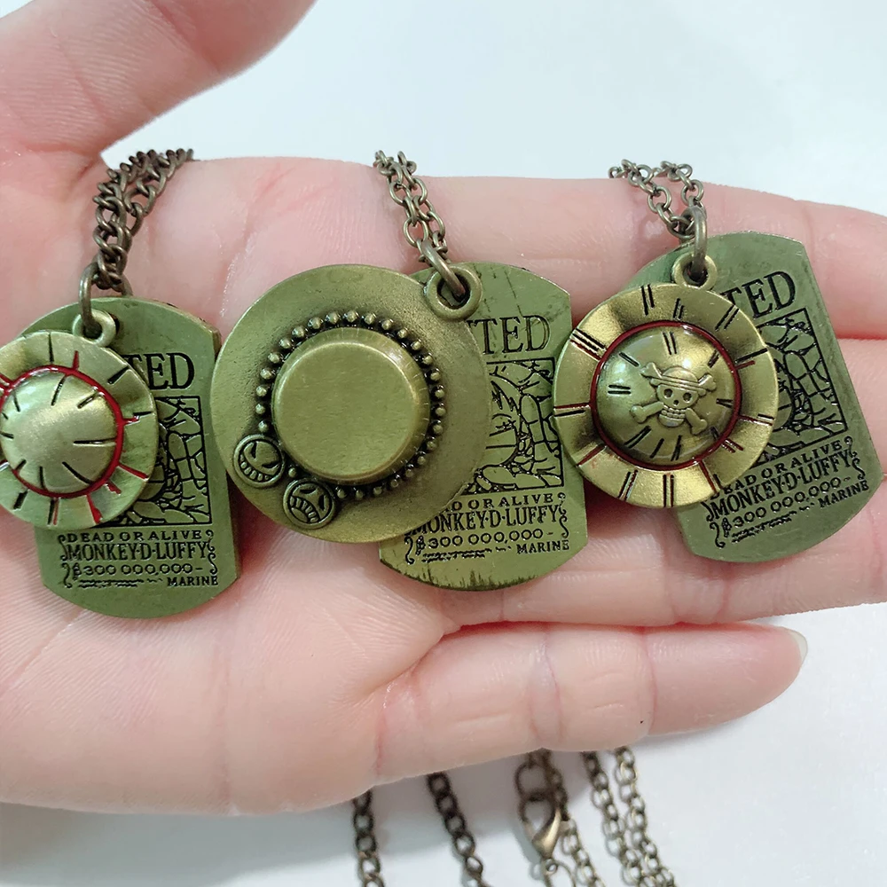 

Anime Necklace Luffy Straw Hat And Skull Logo Dog Tag Pendant Necklaces For Men Fashion Jewelry Choker Accessories