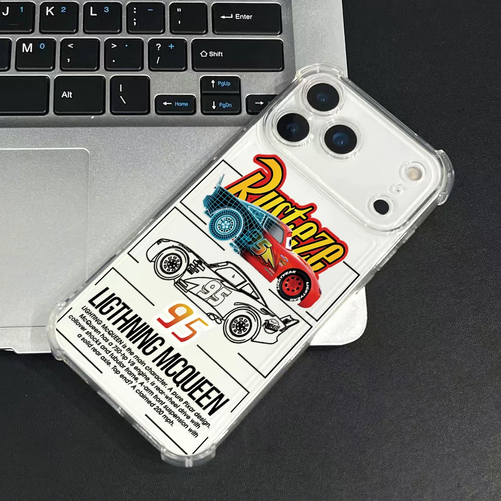 Фото Прозрачный противоударный мягкий чехол для iPhone 17 Air 16 15 14 Plus 13 12 11 Pro Max X Xs XR 8 с мультяшными машинками МакКуин и Салли №4