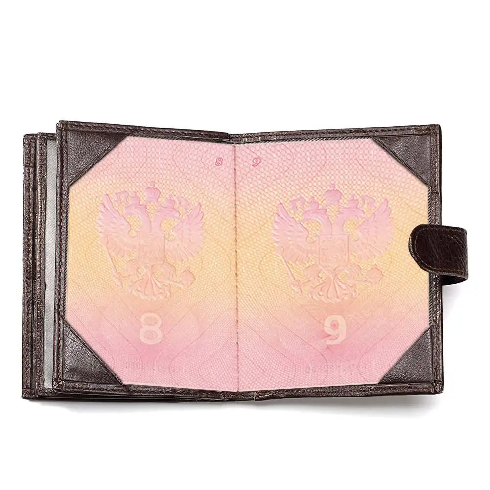 Genuine Leather Men Passport Cover RFID Blocking Credit Card Holder Fashion Wallet Large Capacity Bank Document Cover For Women