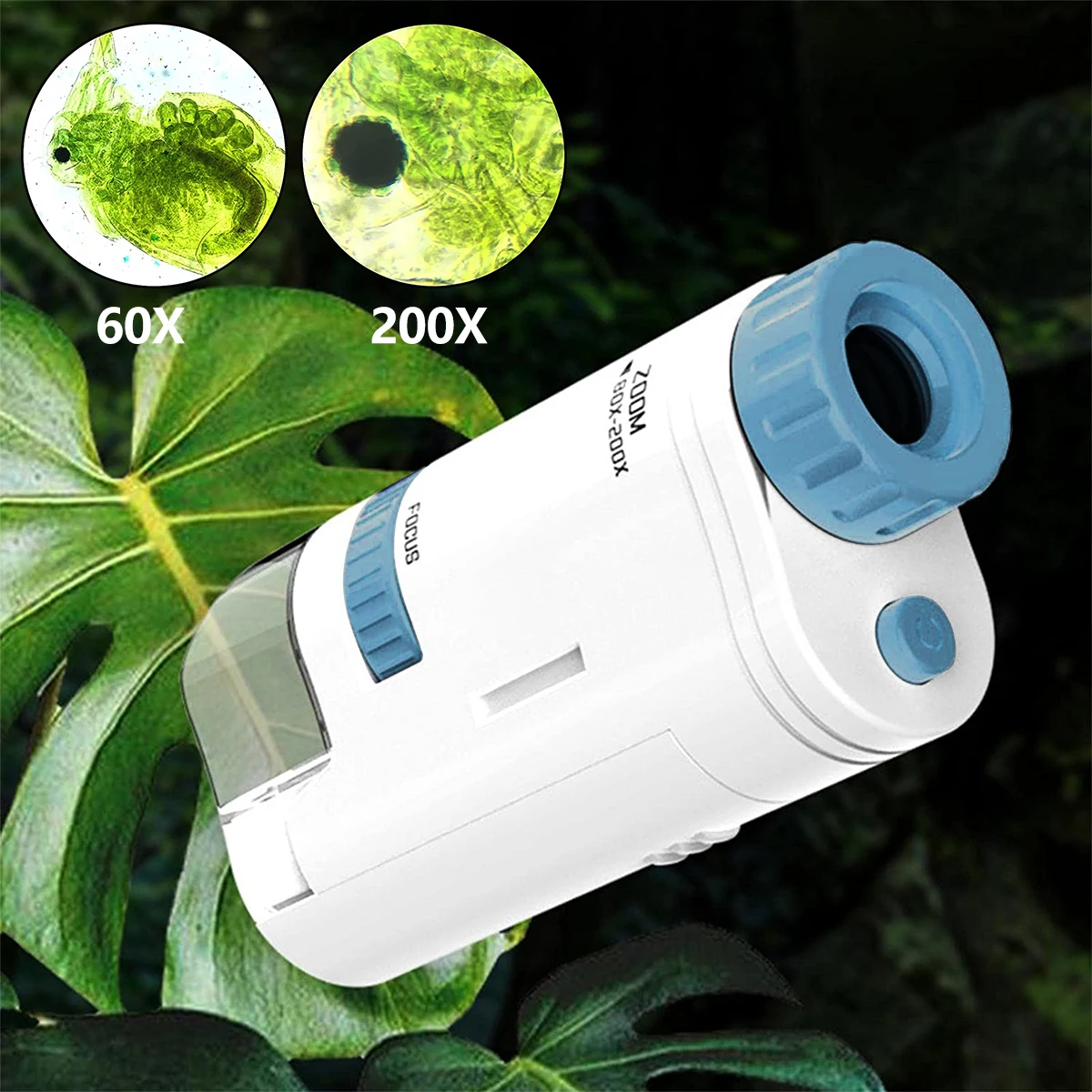 Карманный микроскоп 60-200x со светодиодной подсветкой | AliExpress