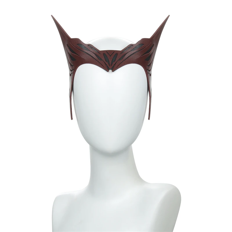 

Movie Wanda Vision Scarlet Witch Headwear Soft PU Leather Mask Adult Hero Cos Headband Superhero Woman Crown Cosplay Hair Props