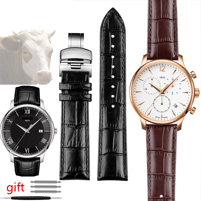 Фото Мужской ремешок для Tissot 1853 T41 Tudor Casio Mido IWC Бизнес-цепочка для часов из натуральной кожи Ремешок для часов 19 мм 20 мм 21 мм 22 мм 23 мм 24 №1