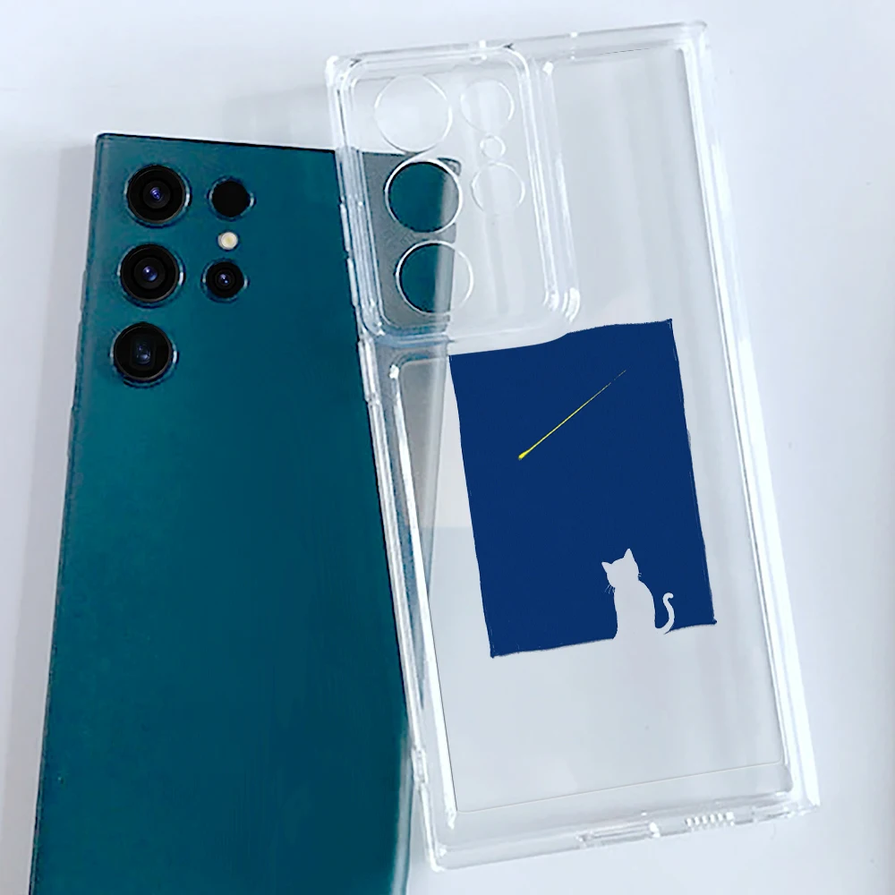 Чехол с креативным силуэтом кота для Samsung Galaxy S20 S23 S22 21 ультрапрозрачный мягкий