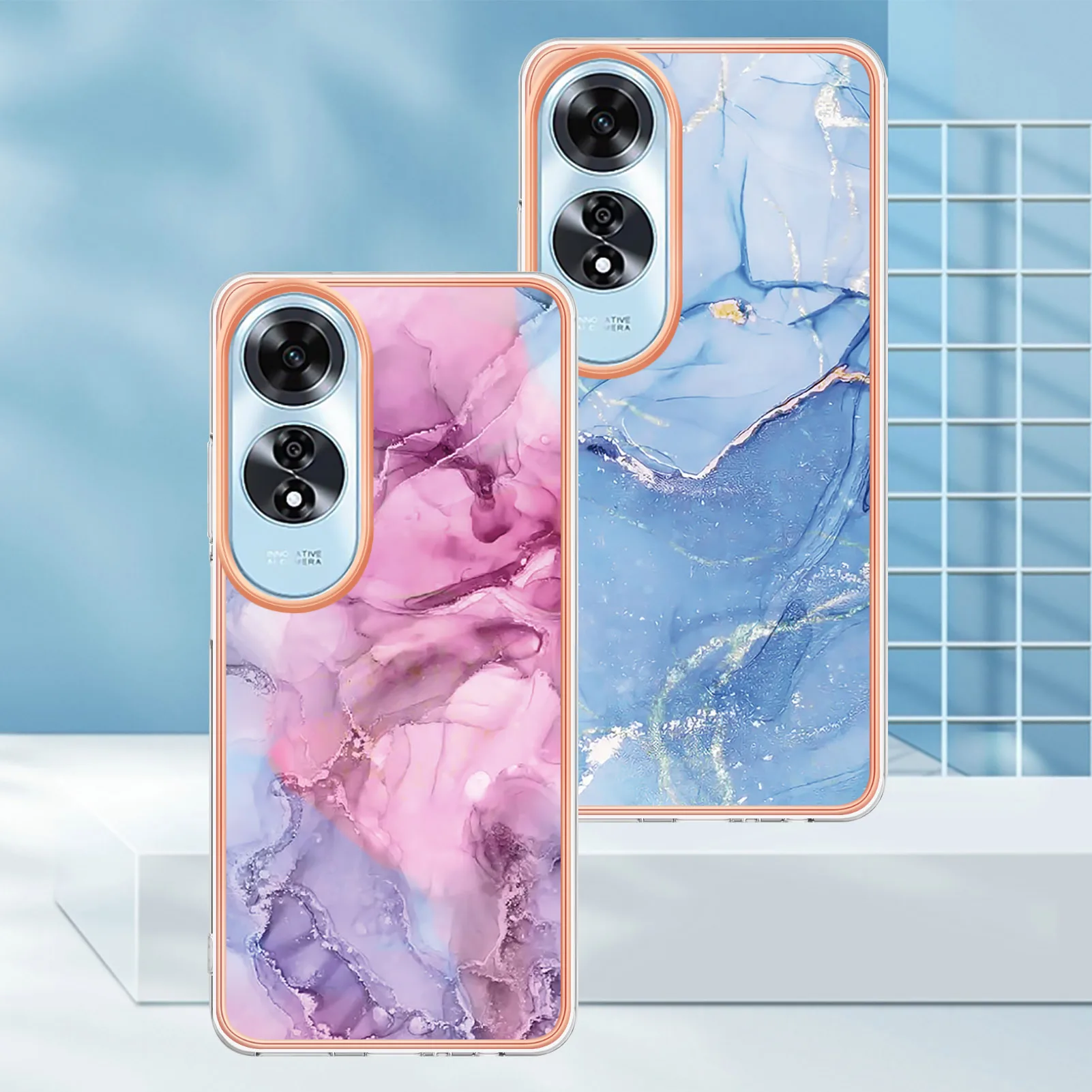 Чехол с мраморным рисунком для OPPO RENO 10 11F 12 Pro A60 A80 противоударный чехол