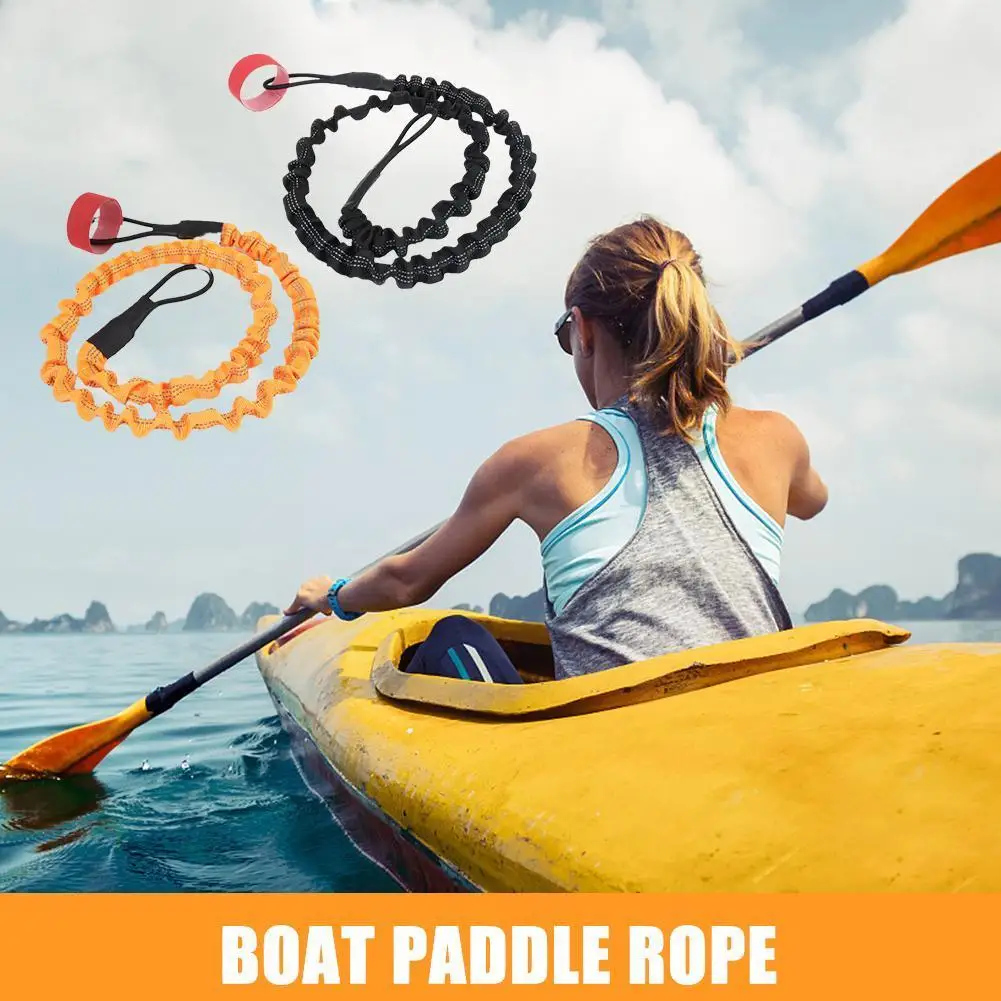 

Elastic Paddle Leash With Carabiner Safety Kayak Rowing Pole Boat Cord Tie Fishing Coiled Rod Lanyard Rope D8M4