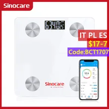 Sinocare Smart Body Fat Composition Scale Bathroom Scale Test 12 Body Date Mass BMI Health Weight Scale LED Display Bluetooth