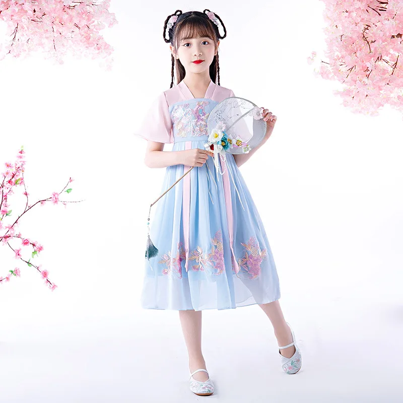 Новое Детское платье в китайском стиле с вышивкой старинном пушистый костюм