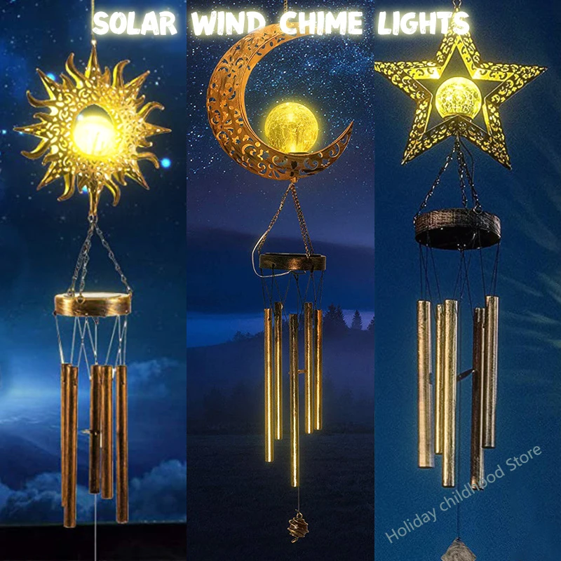 

2022 Retro Solar Wind Chime Lights For Garden Party Decor Outdoor Decoration Ornament Crafts