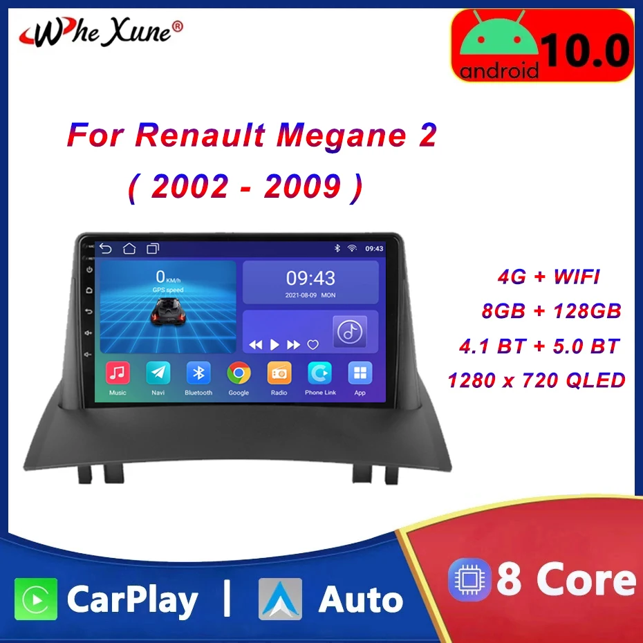 

Car Radio Vehicle-mounted Multimedia Video Player 9 Inch Touch Screen Navigation Carplay Android For Renault Megane 2 2002-2009