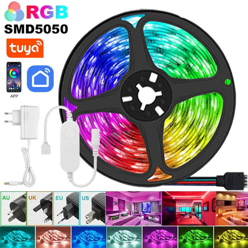 

12V TUYA WIFI app 5M/7.5M/10M LED strip light RGB5050 room LED light with computer room atmosphere light DIY indoor decoration