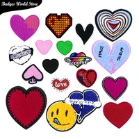 heart shaped love smile rainbow chenille icon towel embroidery applique patches for clothing diy iron on badges on the backpack