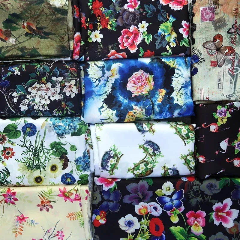 

Ткань из искусственного шелка, цветок, бабочка, птица, ручная работа, сделай сам, кошелек, рамка, юбка, ткань Чонсам ханьфу