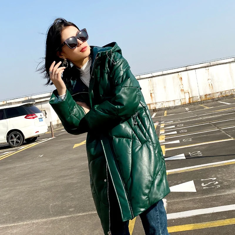 

Модные женские пуховики 90% на белом утином пуху, пальто с капюшоном, Женская куртка из натуральной овечьей кожи, женский пуховик Zjt20 2023