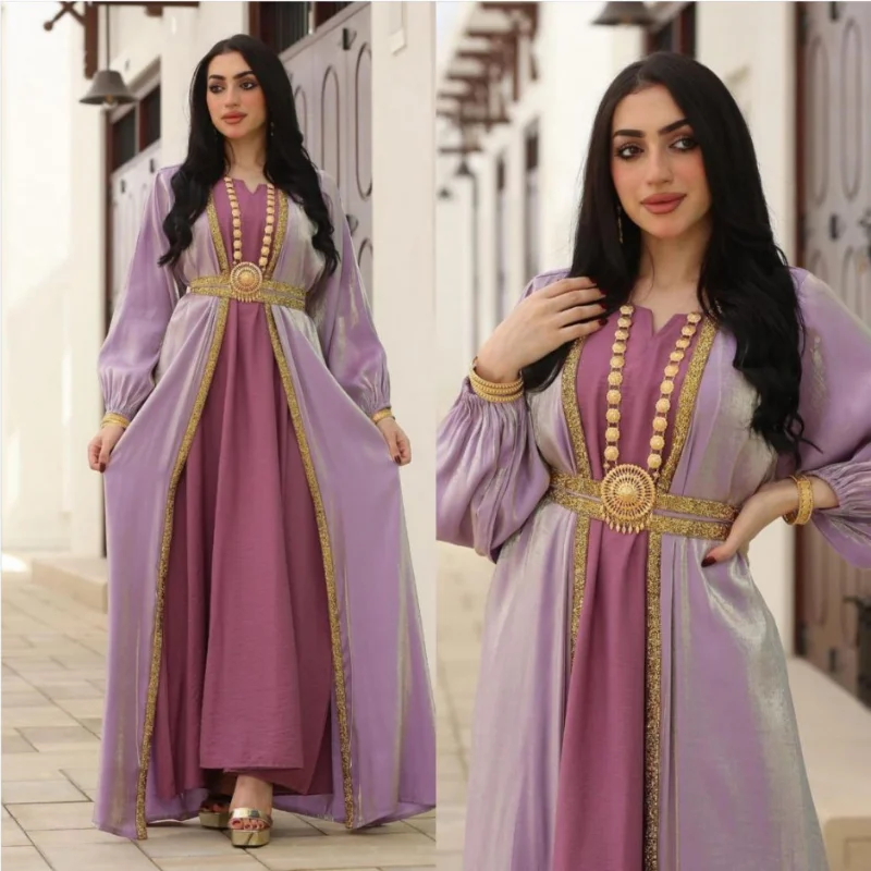 Arabic Abaya Dubai Muslim Kaftan Maxi Dress Women Luxury 3 PCS Sets Caftan Marocain Evening Party Long Dresses 2023 Abayas Femme
