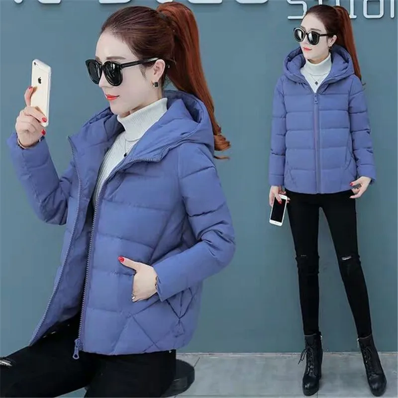 2023 Women Winter Autumn Jacket Cotton Padded Hooded Loose Female Thick Coat Short Solid Casual Women Parkas 5XL enlarge