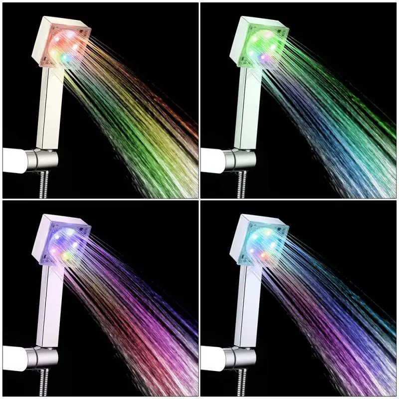 

LED Square Sprinkler Colorful Self-color Changing Luminous Color Changing Shower Head No Battery Needed Colorful Shower Head