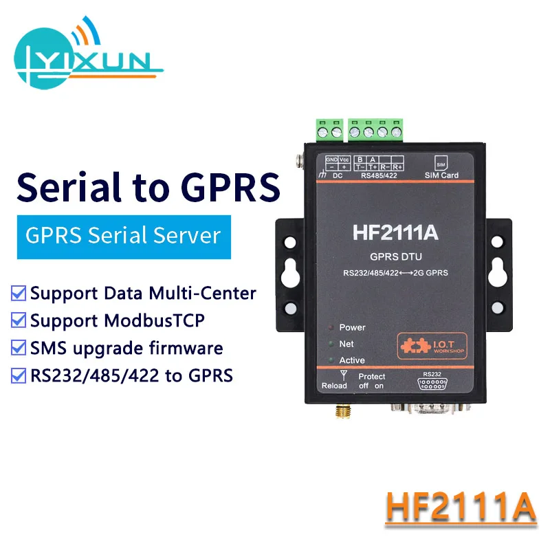 Фото Преобразователь RS485 RS422 в GPRS, последовательный сервер HF2111A №1