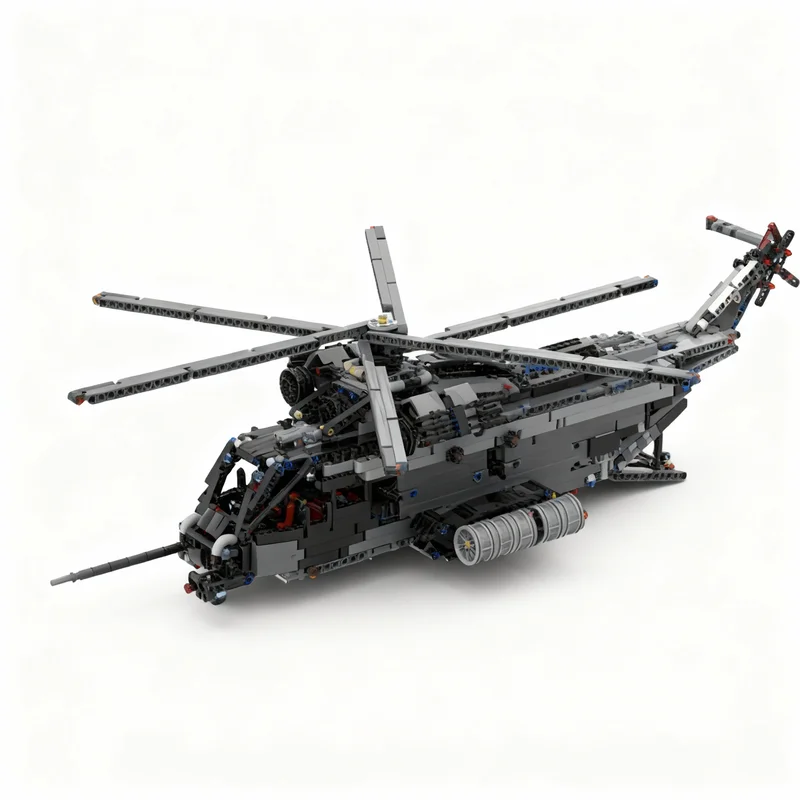 Фото 1793 детали MOC Sikorsky MH Pave Low III: Техническая модель автомобиля, конструктор, архитектурная серия, развивающая игрушка для детей, идея для самостоятельной сборки, рождественский подарок №1