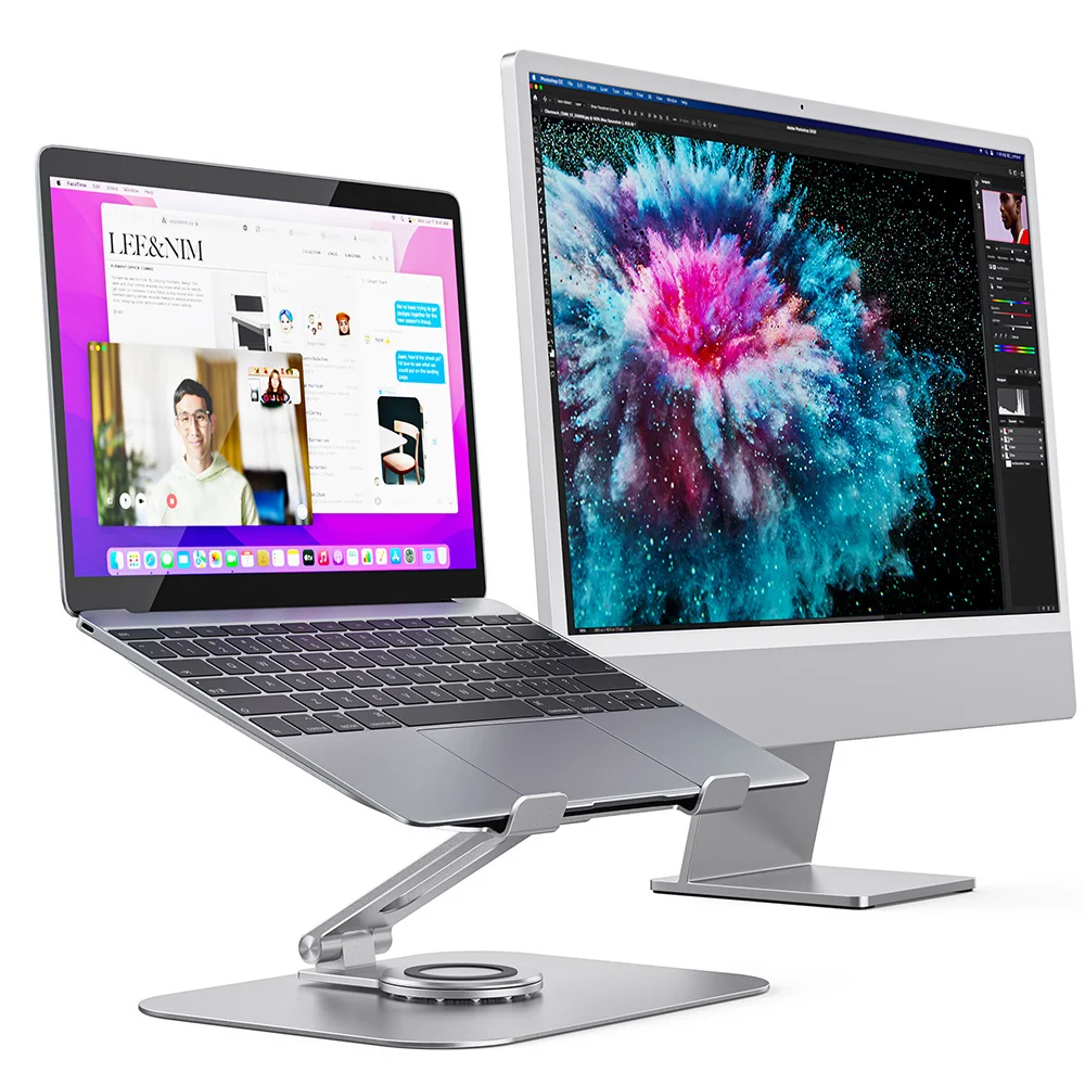 

Подставка для ноутбука, настольная подставка, вращение на 360 градусов, многоугольный/регулируемый по высоте Алюминиевый компьютер для MacBook ...