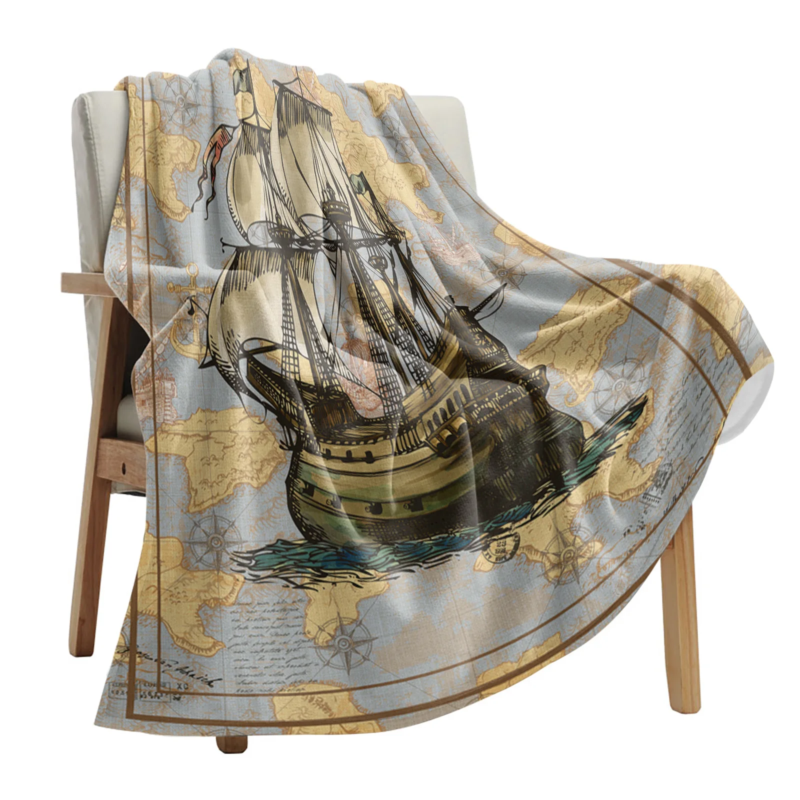 

Одеяло Фланелевое в винтажном стиле, переносное мягкое покрывало для кровати, офиса, лодки, якоря