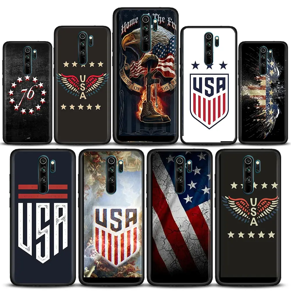 

Phone Case for Redmi 6 6A 7 7A Note 7 8 8A Case 8T Note 9 9S Pro 4G 9T Soft Silicone Cover American USA Flag