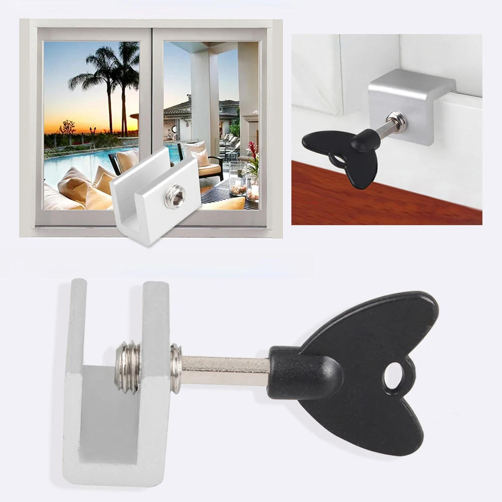 

Window Security Key Lock Sliding Doors Windows Restrictor Child Safety Anti-theft Door Stopper Household Improvement Hardware