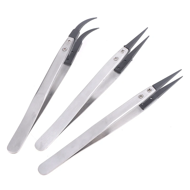 

ESD-259 ESD-259A ESD-7A Straight Elbow Head Handle Stainless Antistatic Plastic Tweezer For Watch Hands Installation Work 1PC