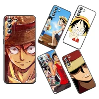 cartoon pirate king luffy for samsung galaxy s22 s21 s20 s10 s10e s9 s8 s7 pro ultra plus fe lite black silicone soft phone case