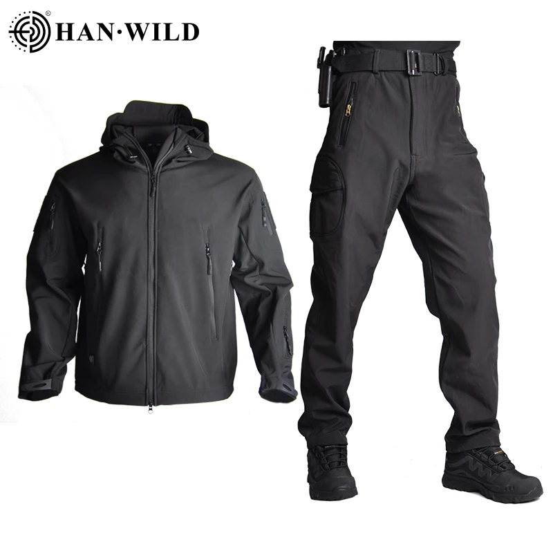 Hiking Jackets Shell Clothes Tactical Jacket Mens Suits Windbreaker Flight Pilot Hood Military Fleece Field Pants Army Clothing