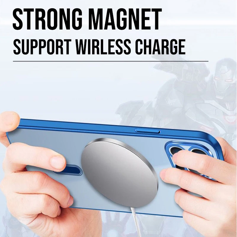 Luxury Plating Clear Magnetic For Magsafe Wireless Charge Case For iPhone 14 13 11 12 Pro Max X XR XS Silicone Transparent Cover