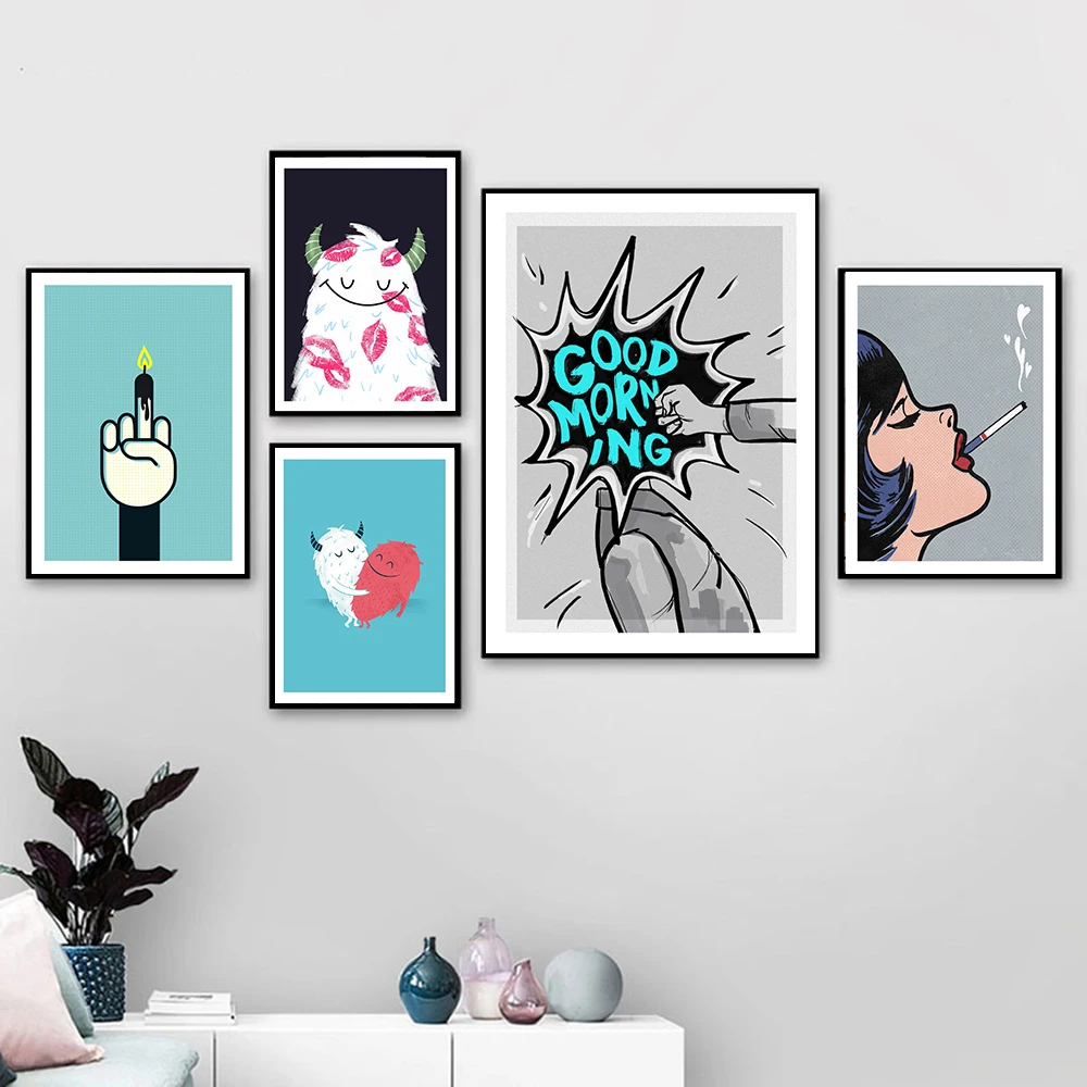 

Симпатичная помада, фотография, девушка, курительная картина, забавная фотография, Современная Настенная картина, украшение для гостиной