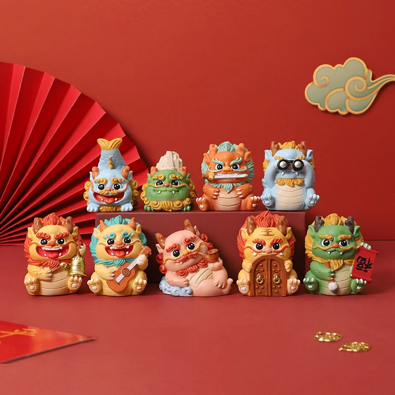 2024 милые кавайные фигурки китайского зодиака с маленьким драконом 12 новым годом