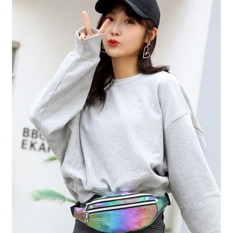 Поясная голографическая сумка для женщин забавный кошелек из искусственной кожи