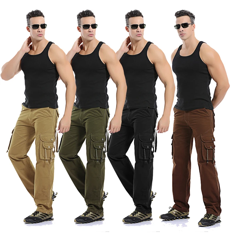 Male outdoor Military Tactical pants men Multi-pocket washed overalls men loose cotton pants male cargo pants for men trousers