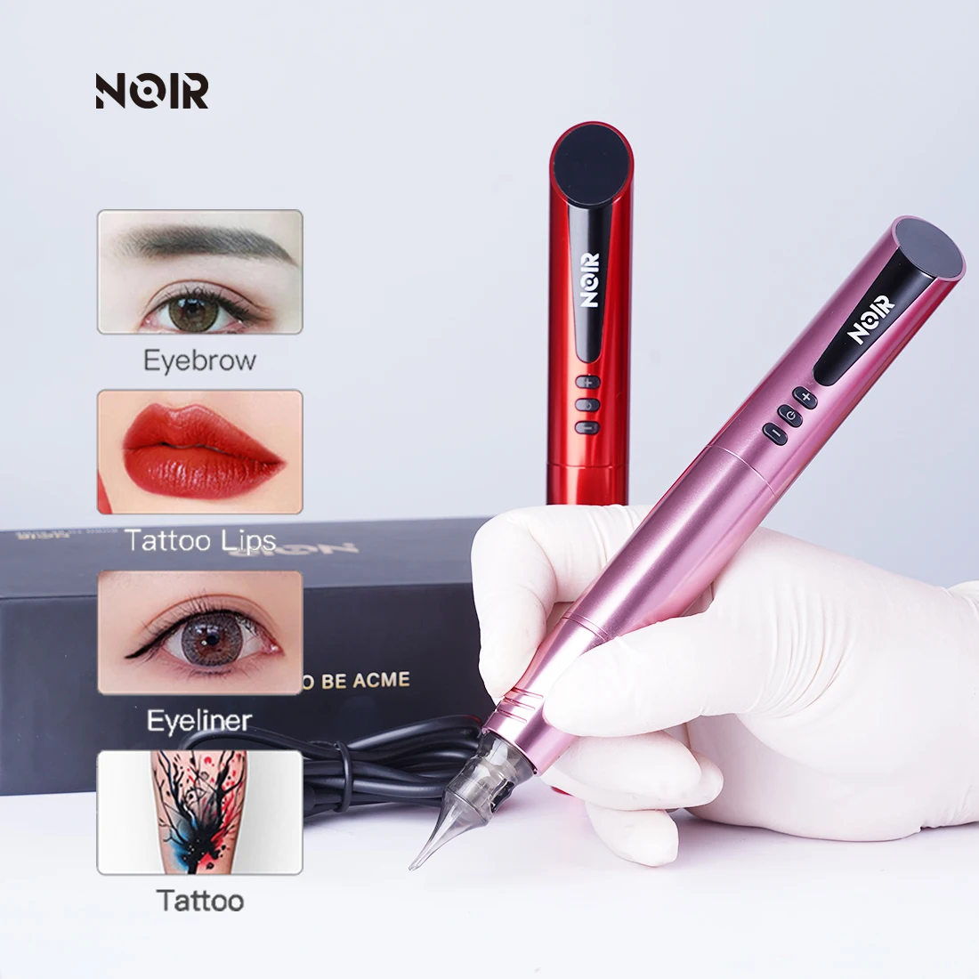 NOIR Permanent Makeup Machine Wireless Battery Pen 2.1MM Stroke LED Bevelled Screen Microblading Eyebrow Lip Tattoo Supplies