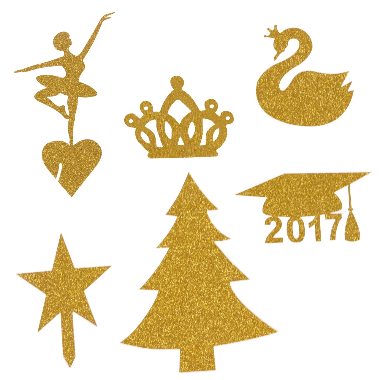

10Pcs Golden Glitter Cake Toppers Elk Crown Christmas Tree Cupcake Toppers Kids Happy Birthday Party Baby Shower Decoration