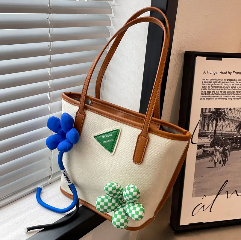 

Large Canvas Tote Shopping Bag Women Big Capacity Handbag Simple Lady Shoulder Bag Ins Chic Bucket Bag Reusable Designer