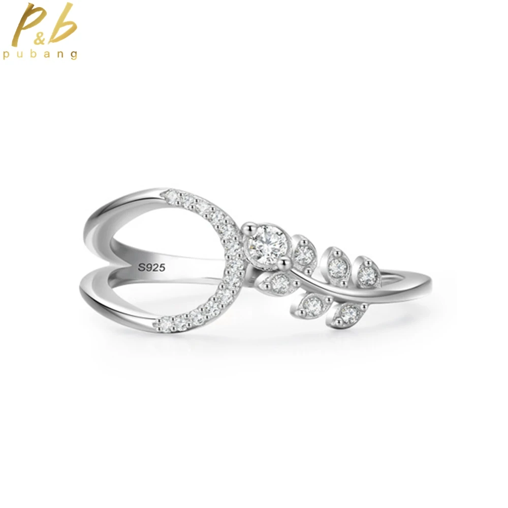 

PuBang Fine Jewelry Solid 925 Sterling Silver High Carbon Diamond Resizable Open Ring for Women Wedding Party Gift Free Shipping