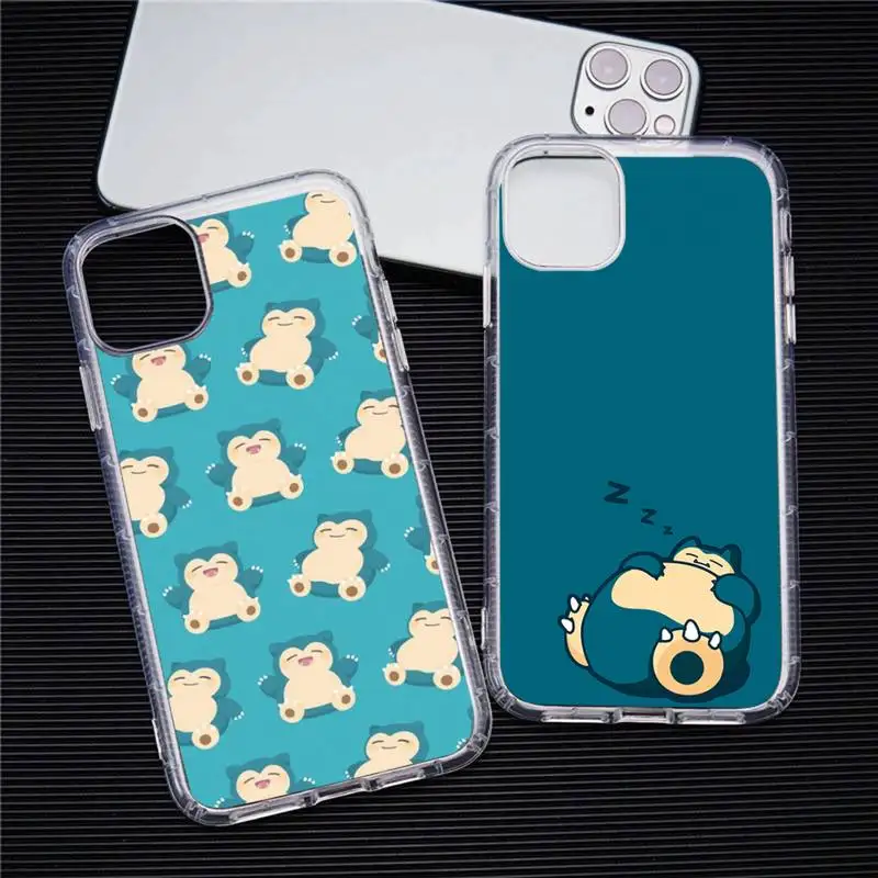 

Cute Pokemon Snorlax Phone Case Transparent For iphone 13 12 11 Pro Max Mini XS Max 8 7 Plus X SE 2020 XR cover