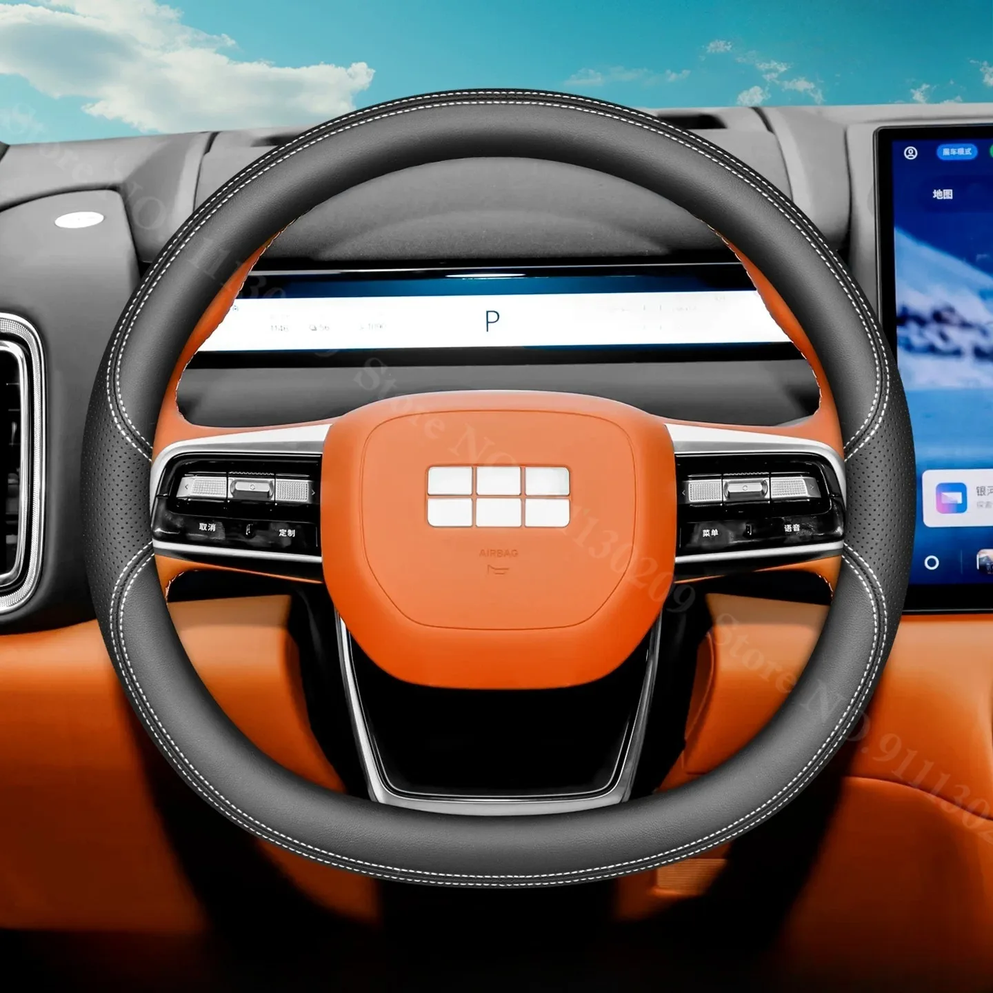 Фото Кожаный защитный чехол на руль для Geely Galaxy A7 E5 E8 L6 L7 LEVC L380 M7 M9 V900 Starshine 6 7 8 Starship 7 №2