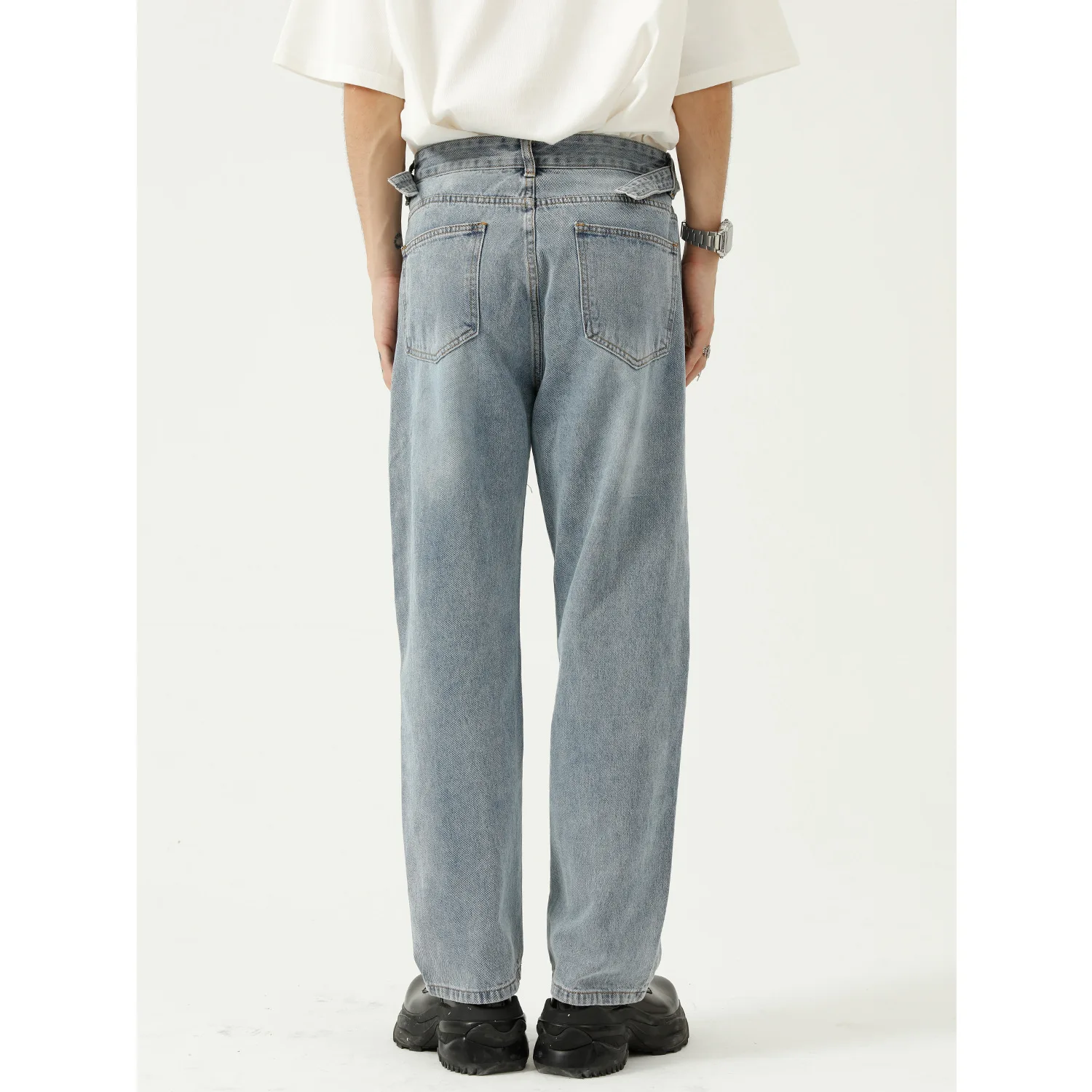 Fashion Men Trousers Distressed Jeans Casual Cargo Pants Loose Wide Leg Jeans Autumn Vintage Clothing Personalized Biker Pants